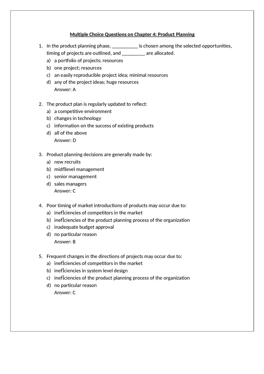 Product Design Exam Answers Part 3 - Page 1