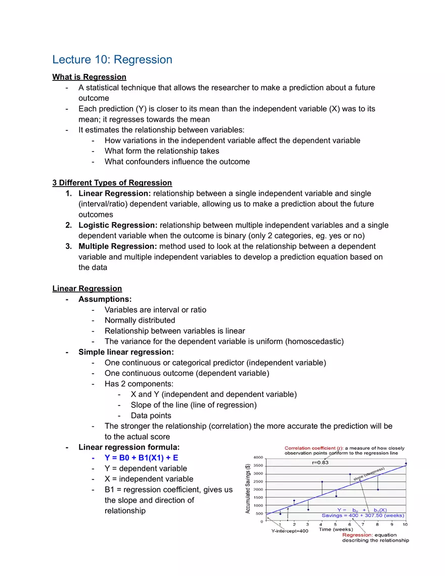 Statistics Lecture 10: Regression - Page 1
