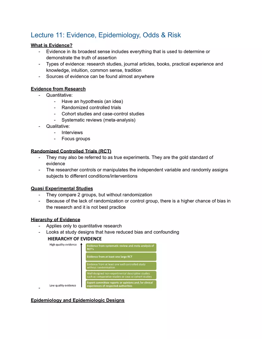 Statistics Lecture 11: Evidence, Epidemiology, Odds & Risk - Page 1