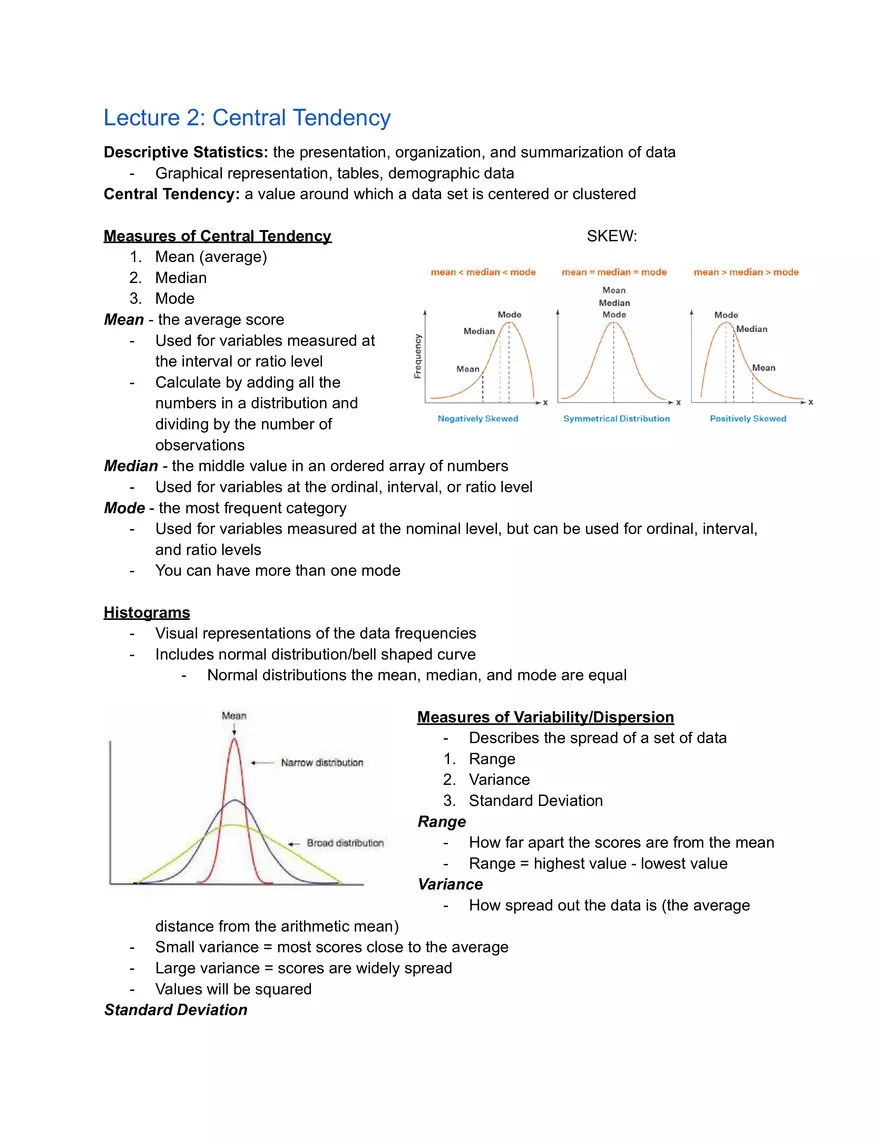 Statistics Lecture 2: Central Tendency - Page 1