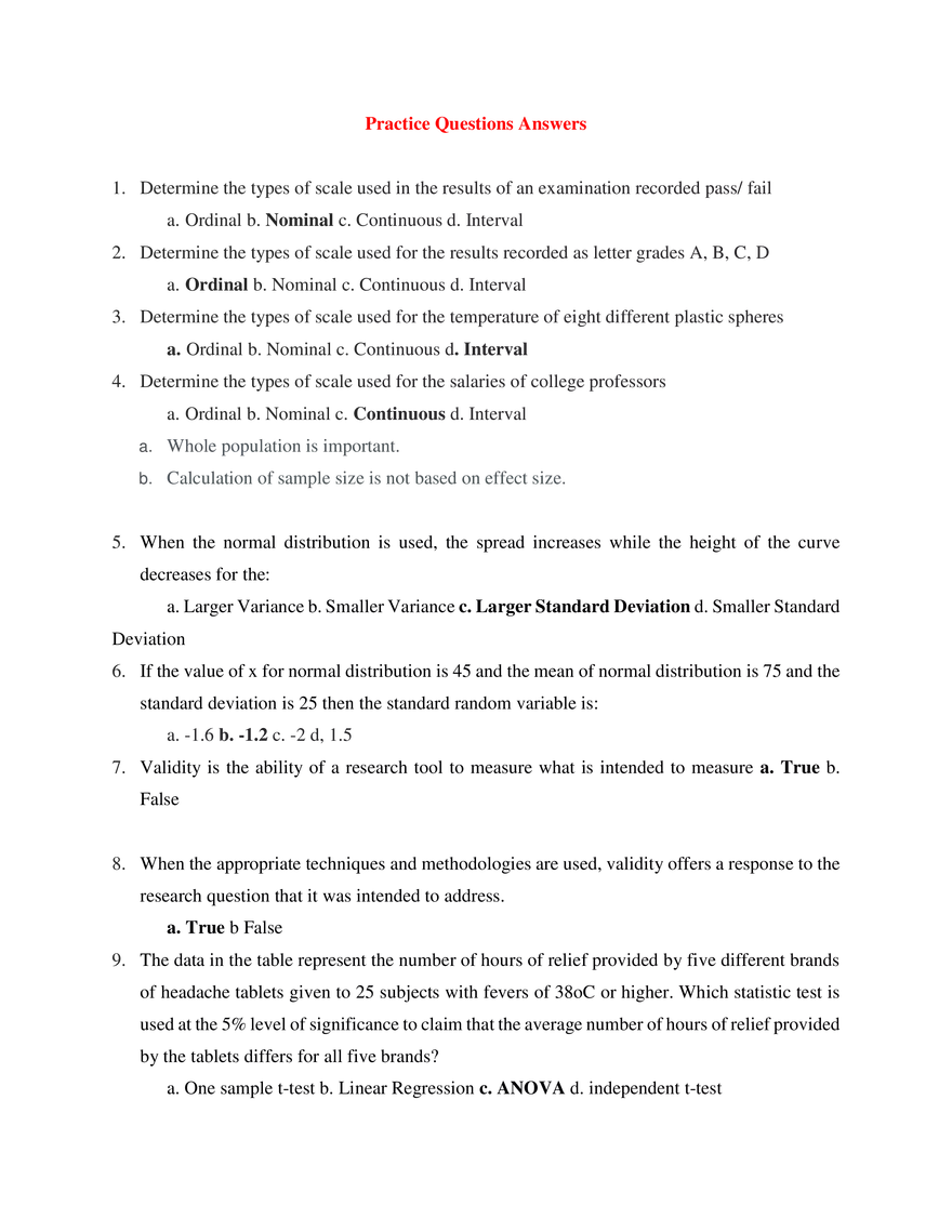 Midterm Practice Questions #2 Answers - Page 1
