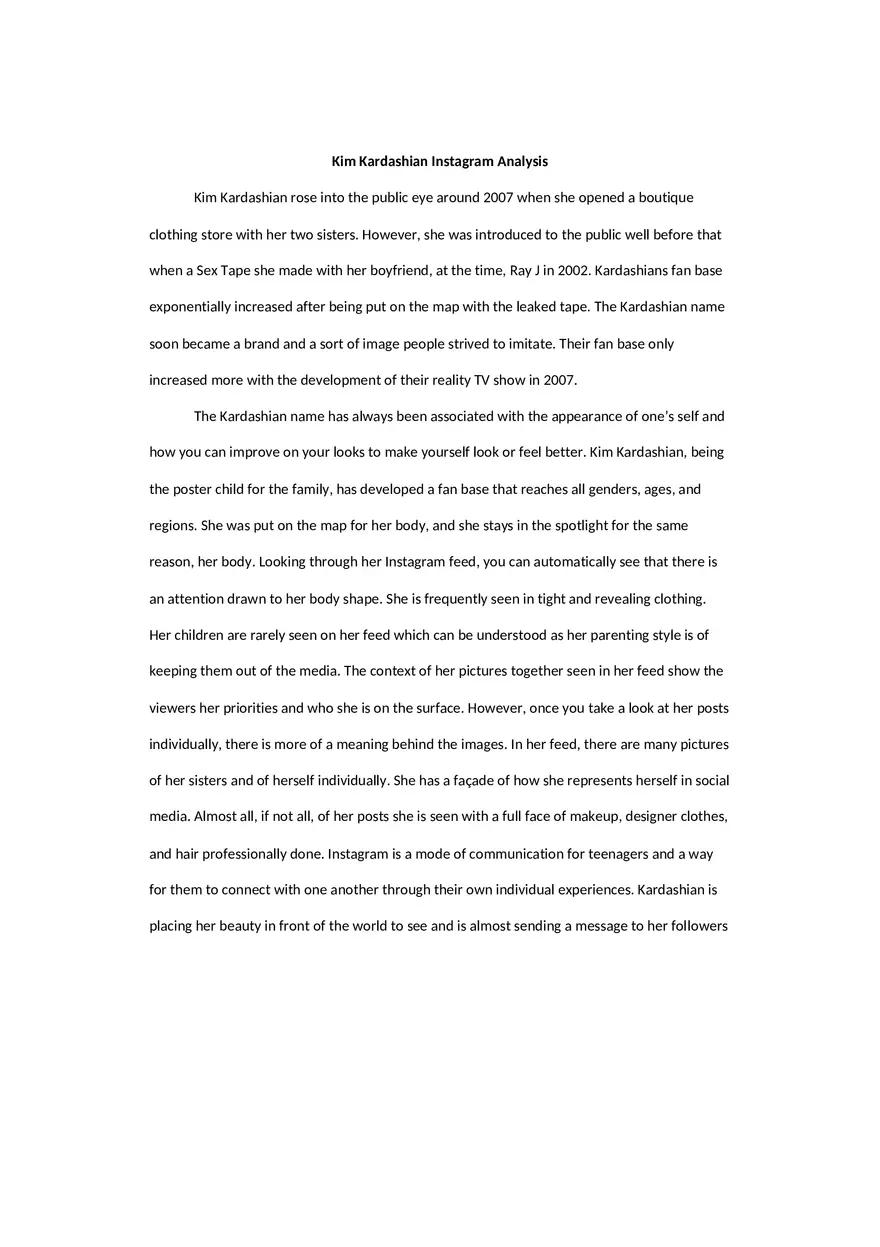 Kim Kardashian Instagram Analysis - Page 1