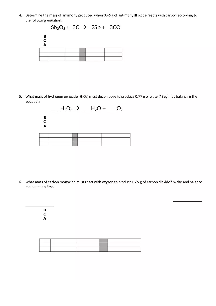 Mass-Mass Stoich Worksheet (11-2 With Equations) - Page 2