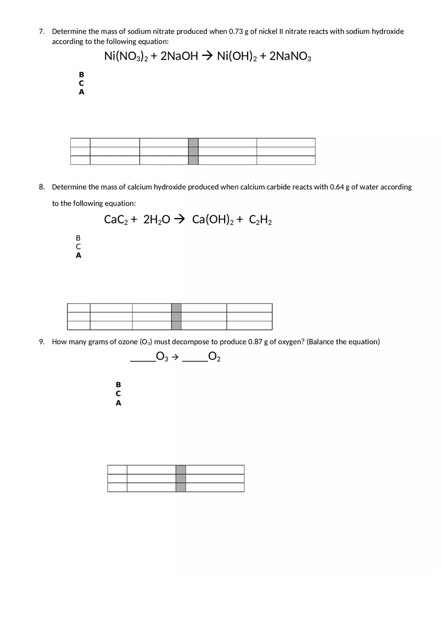 Mass-Mass Stoich Worksheet (11-2 With Equations) - Page 3