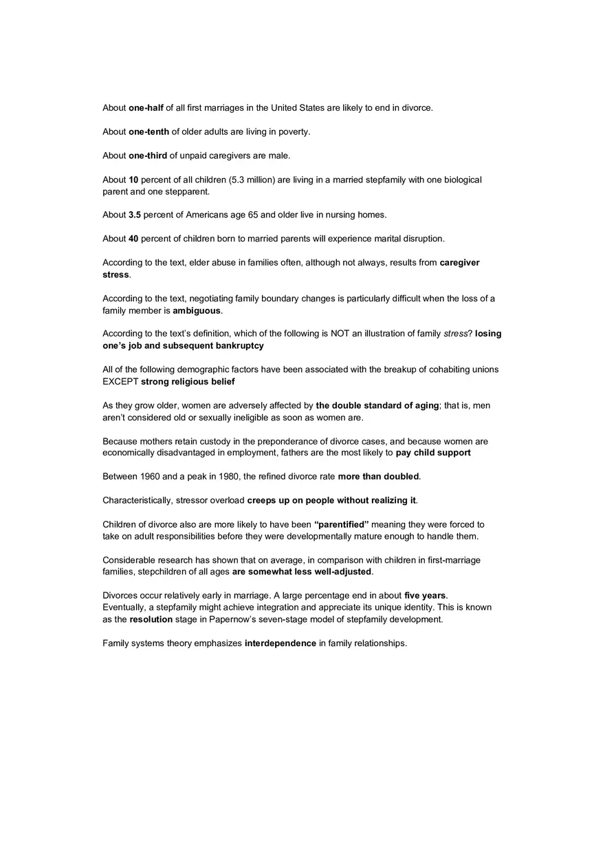 Marriage and Family Practice Final Exam - Page 1