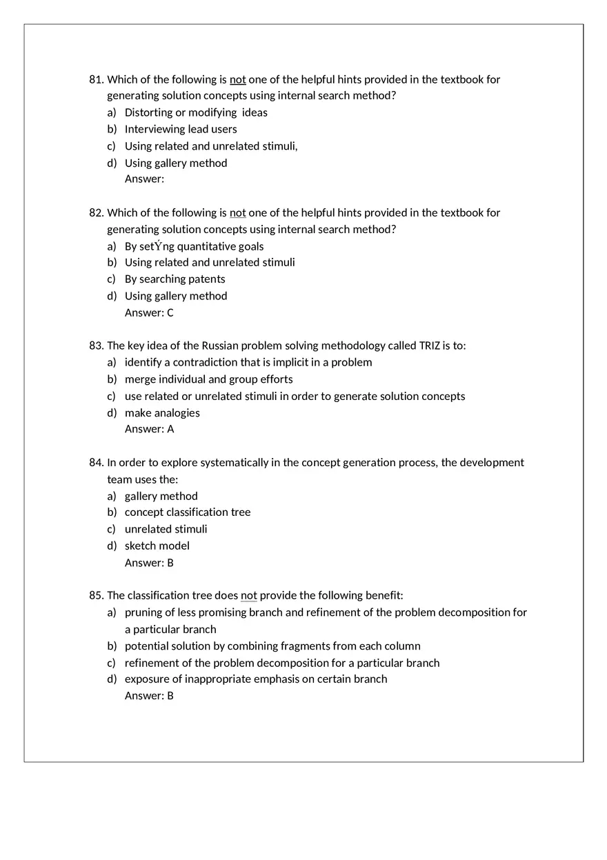 Product Design Exam Answers Part 5 - Page 1