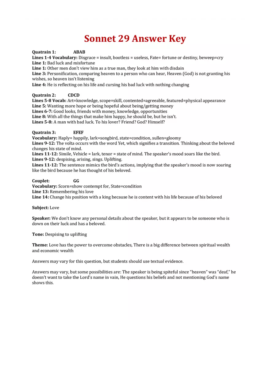 William Shakespeare Sonnet 29 - Page 1