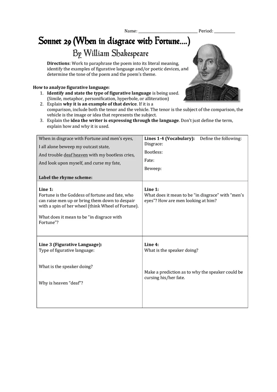 William Shakespeare Sonnet 29 - Page 3