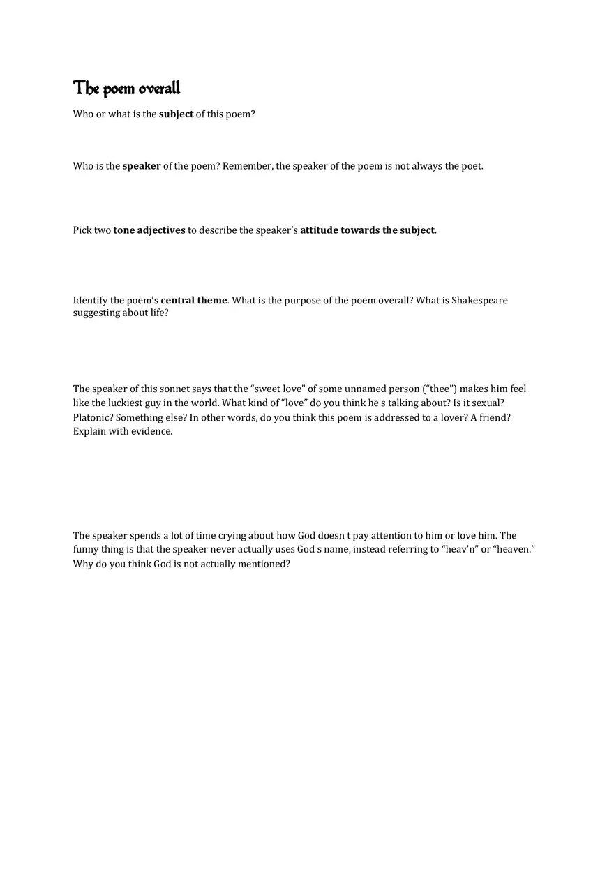 William Shakespeare Sonnet 29 - Page 6