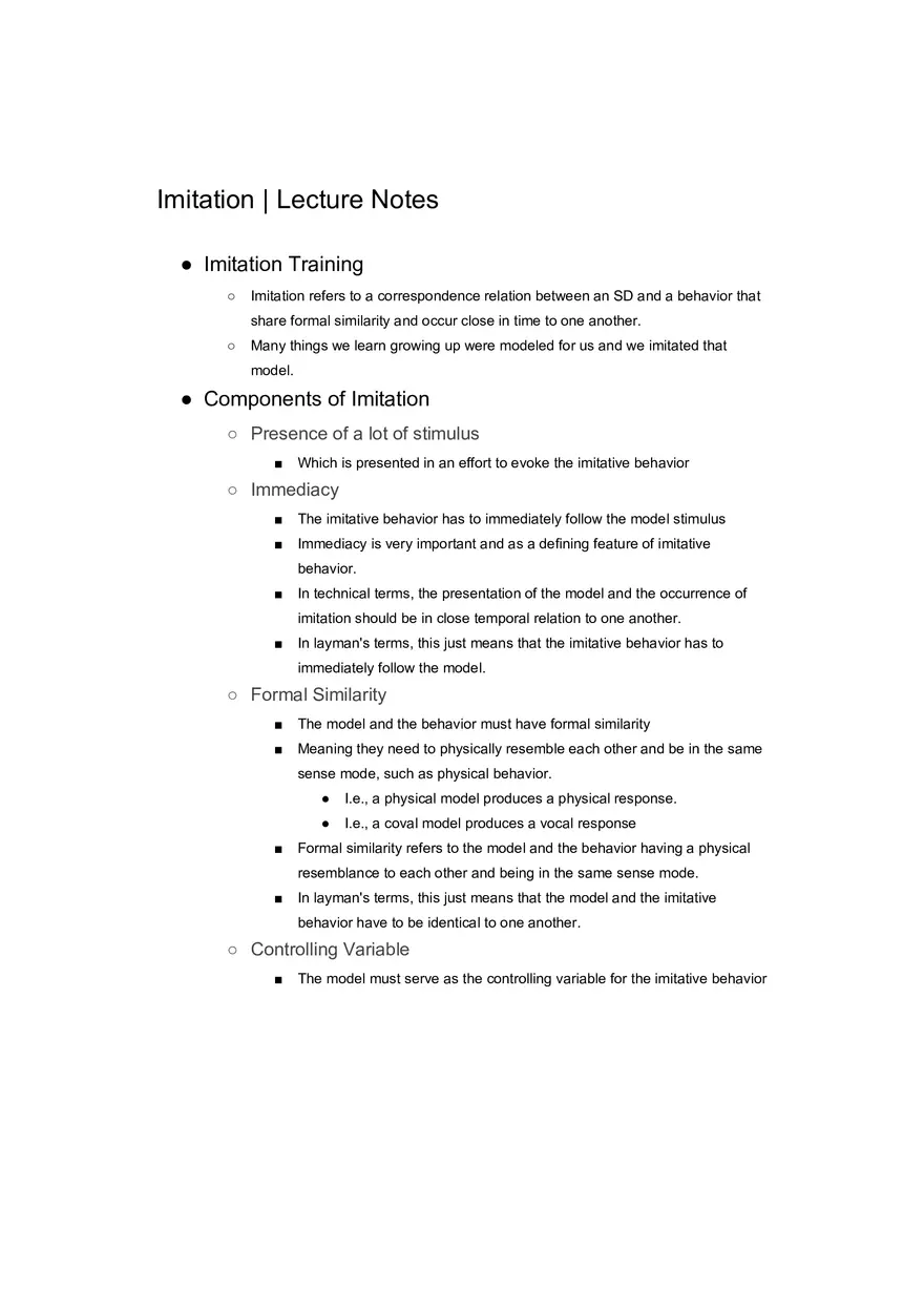 Imitation Lecture Notes - Page 1