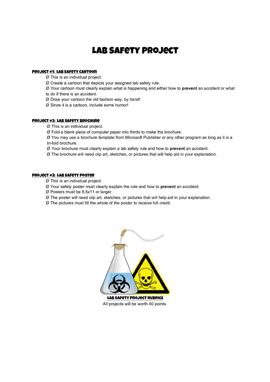 Lab Safety Project - Page 1