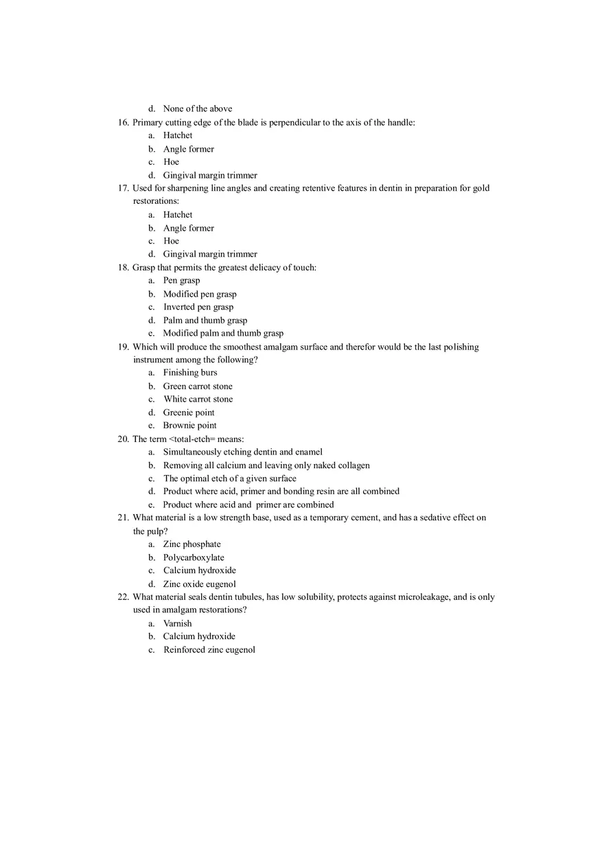 Restorative Dentistry Sample Exam - Page 3