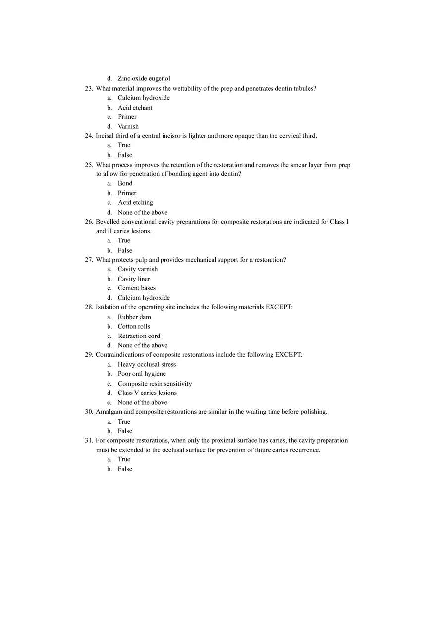 Restorative Dentistry Sample Exam - Page 4