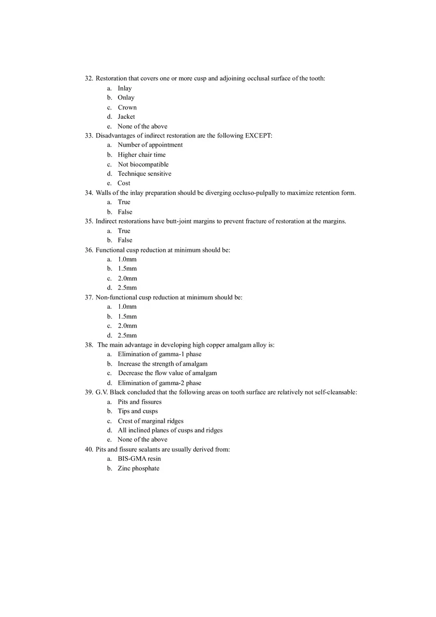 Restorative Dentistry Sample Exam - Page 5