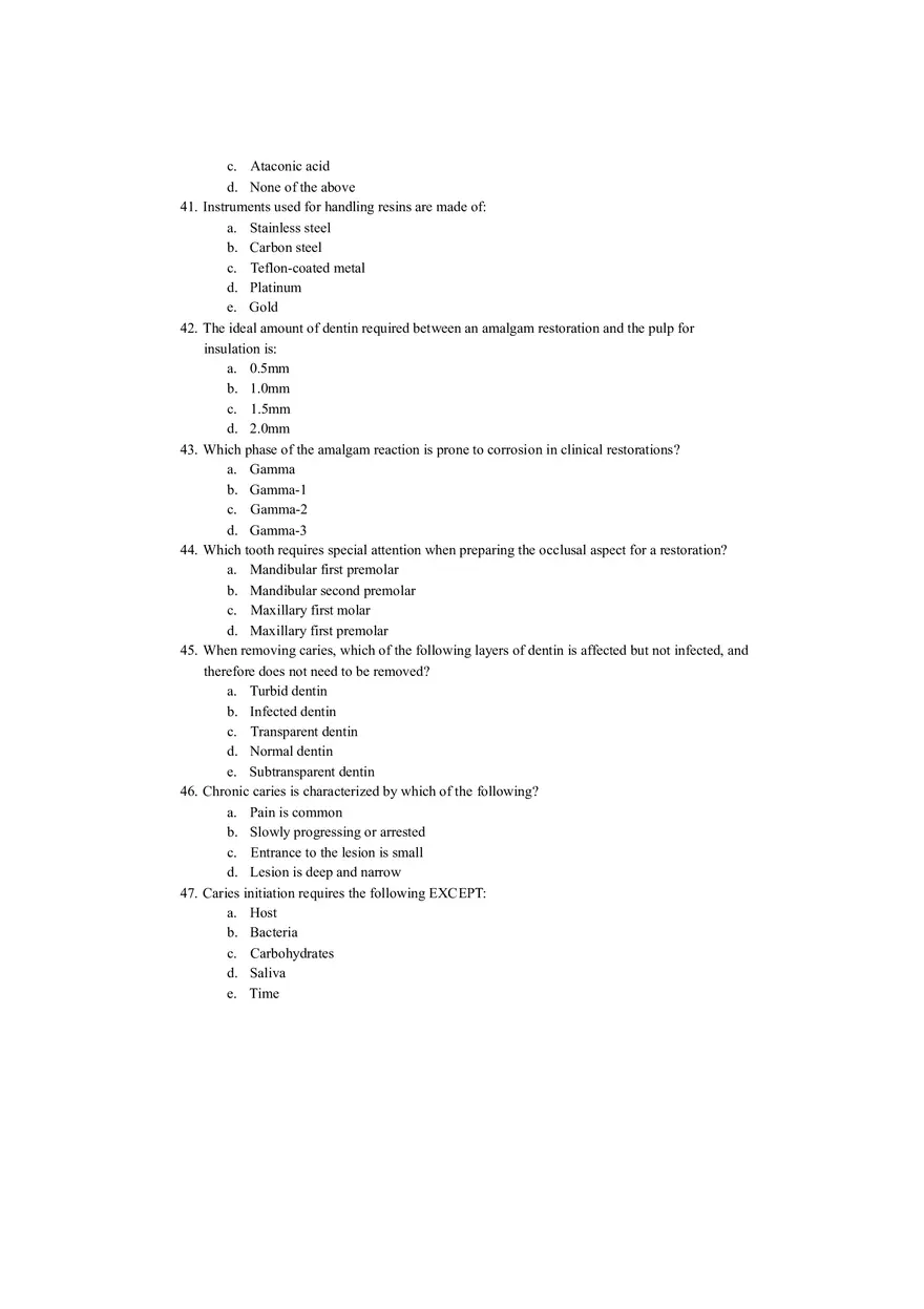 Restorative Dentistry Sample Exam - Page 6