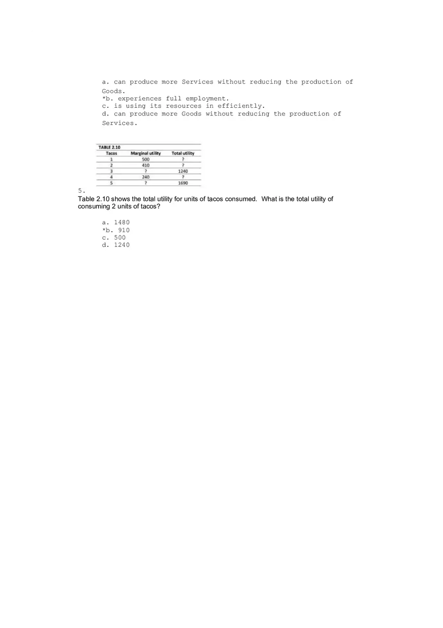Production Possibilities and Budget Constraints Quiz Key - Page 2