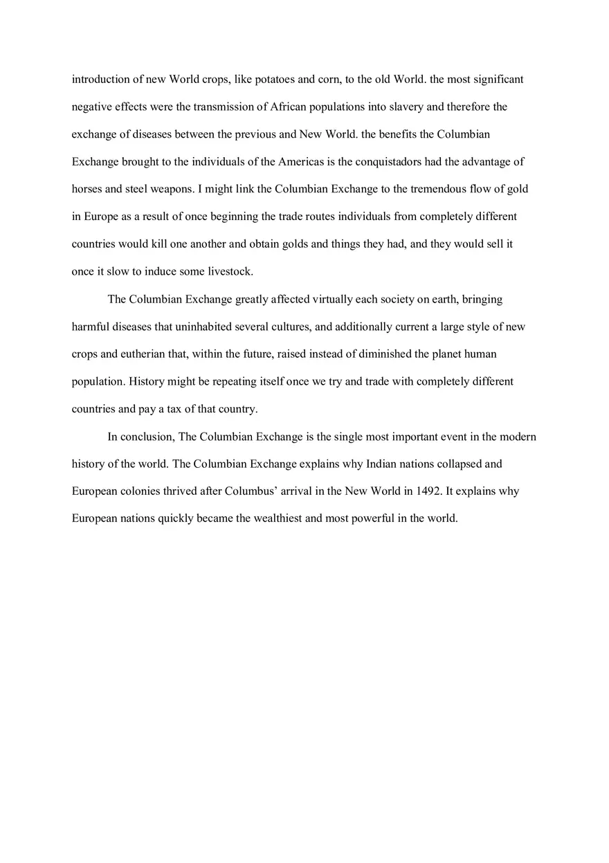 Columbian Exchange Essay - Assignment - Page 2