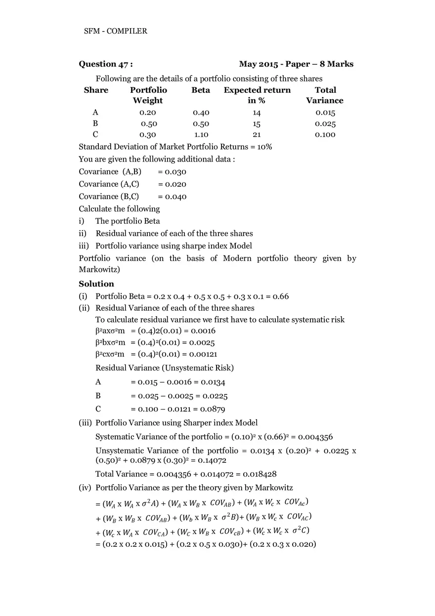 Risk, Return and Portfolio Study Guide Part 5 - Page 6