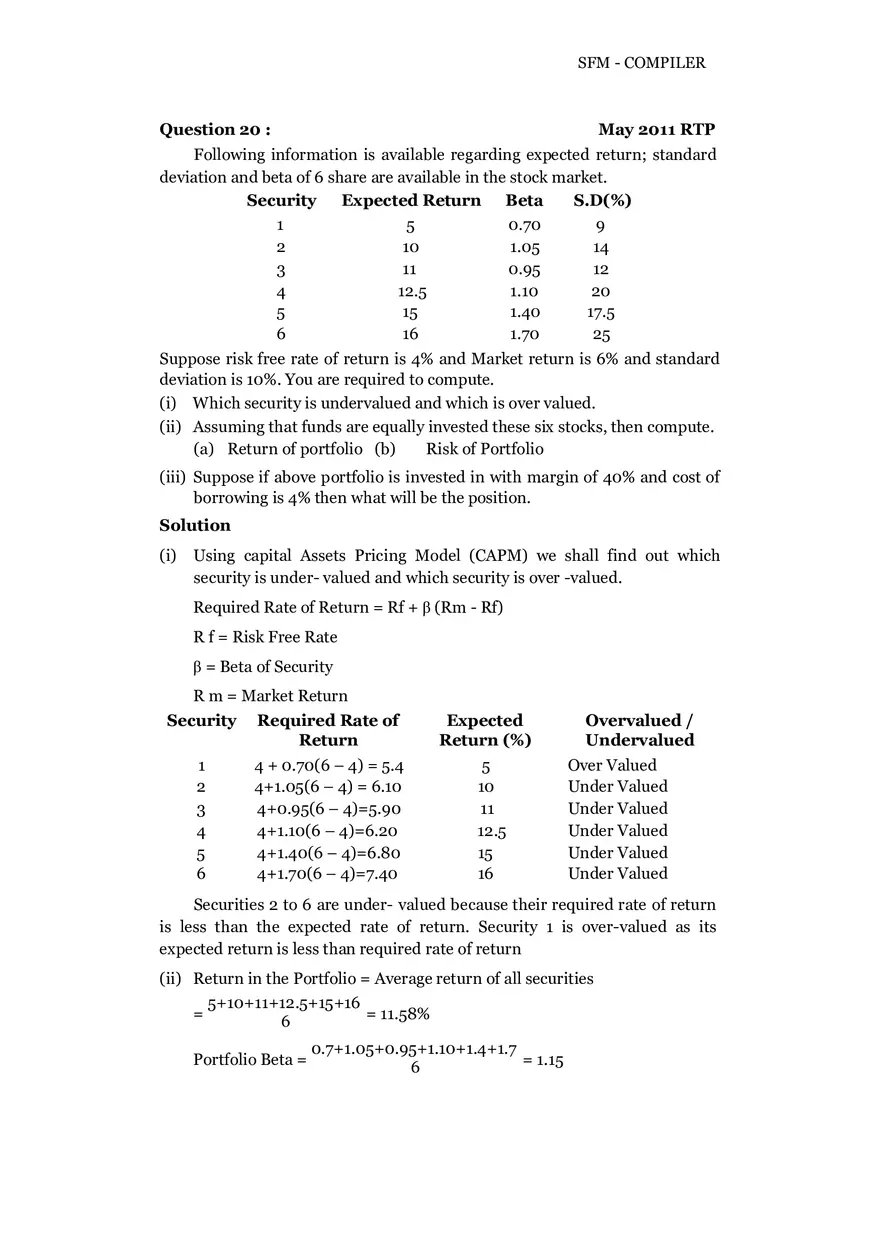 Risk, Return and Portfolio Study Guide Part 3 - Page 1