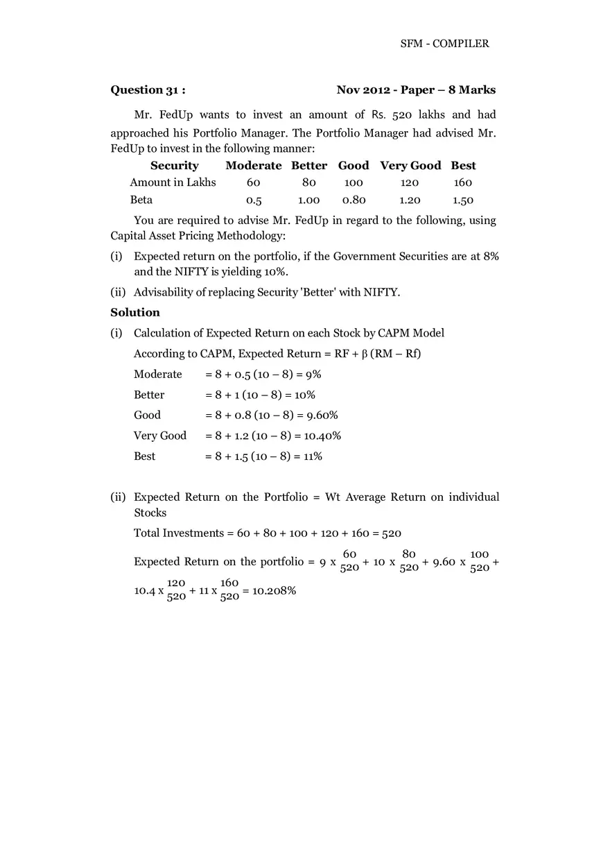Risk, Return and Portfolio Study Guide Part 4 - Page 1