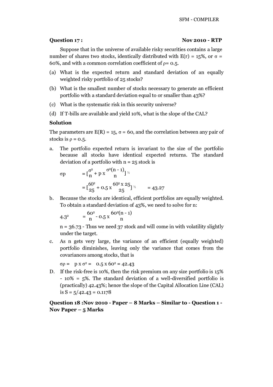 Risk, Return and Portfolio Study Guide Part 2 - Page 9