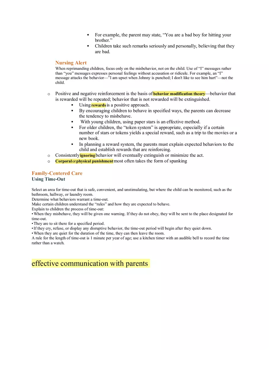 Nursing Care of the Child Review For Exam 1 Part 1 - Page 8
