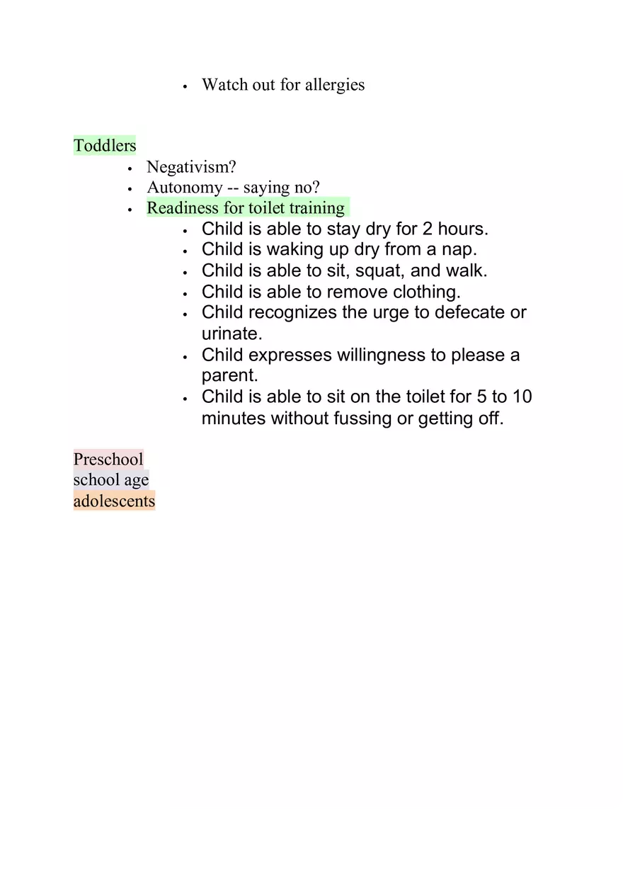 Nursing Care of the Child Review For Exam 1 Part 1 - Page 2