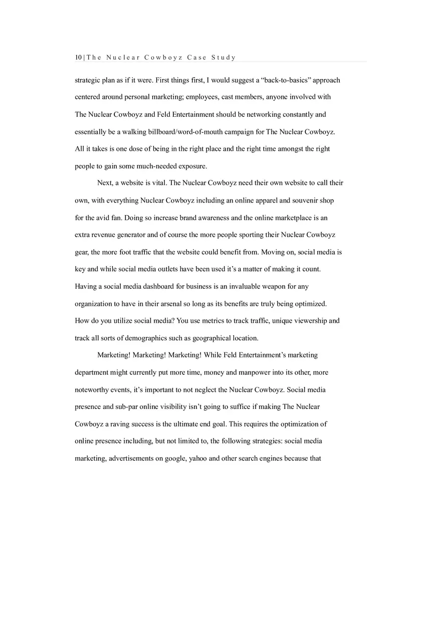 Marketing Case Study - Nuclear Cowboyz - Page 10