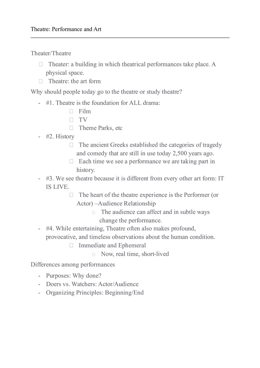 Theatre - Performance and Art Notes - Page 1
