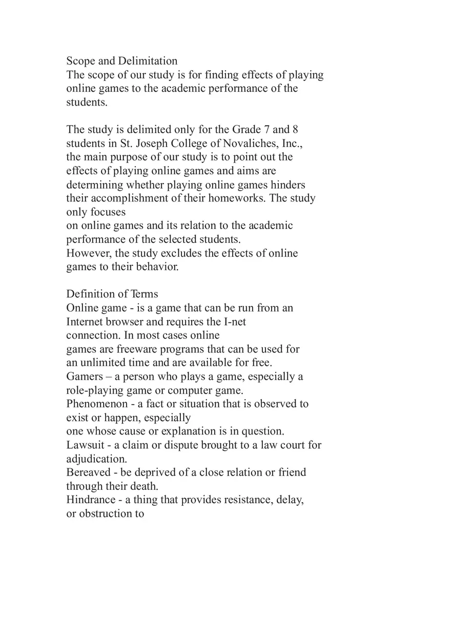Scope and Delimitation Example in Research - Page 1