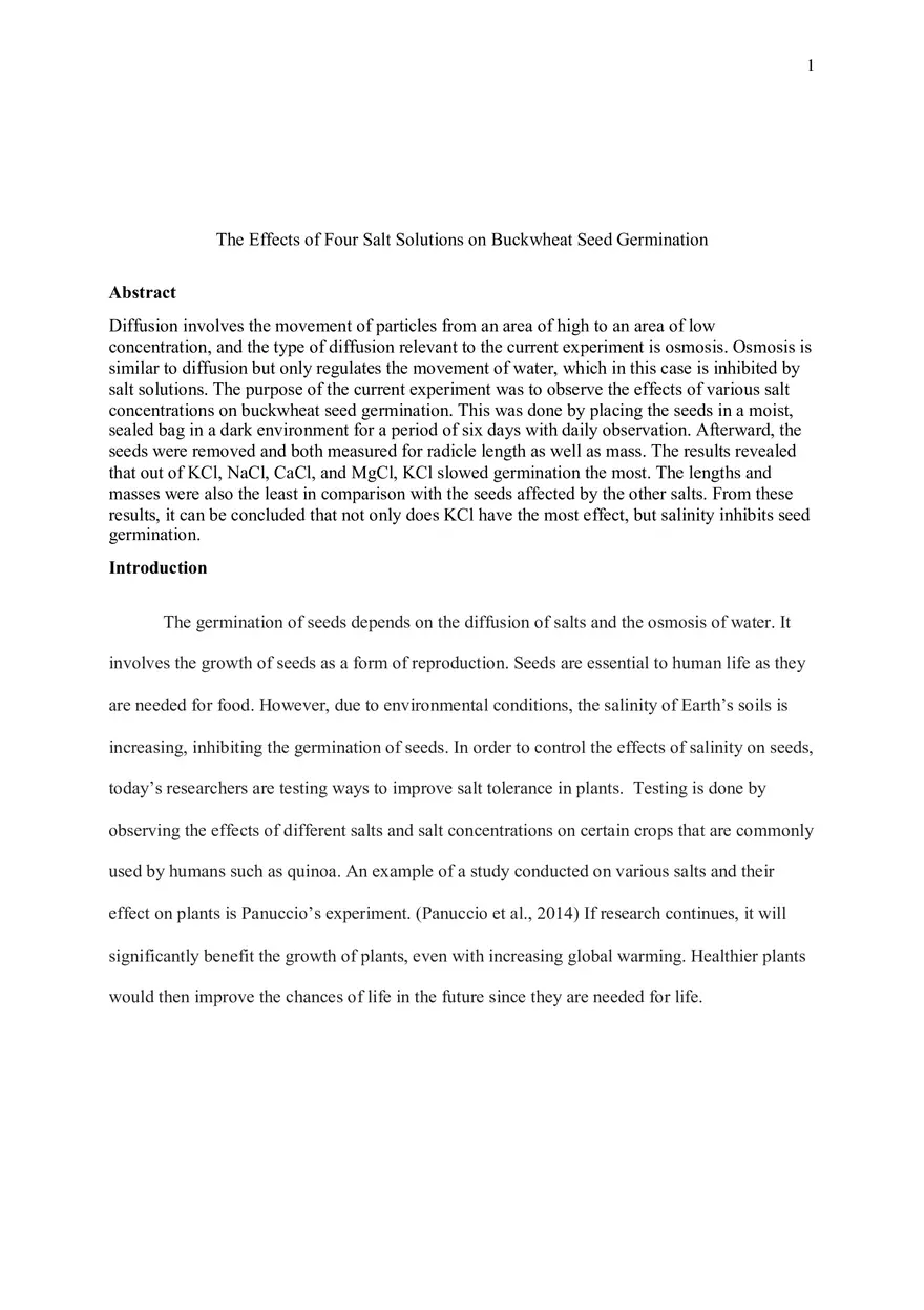 Final Seed Germination Lab Report - Page 1