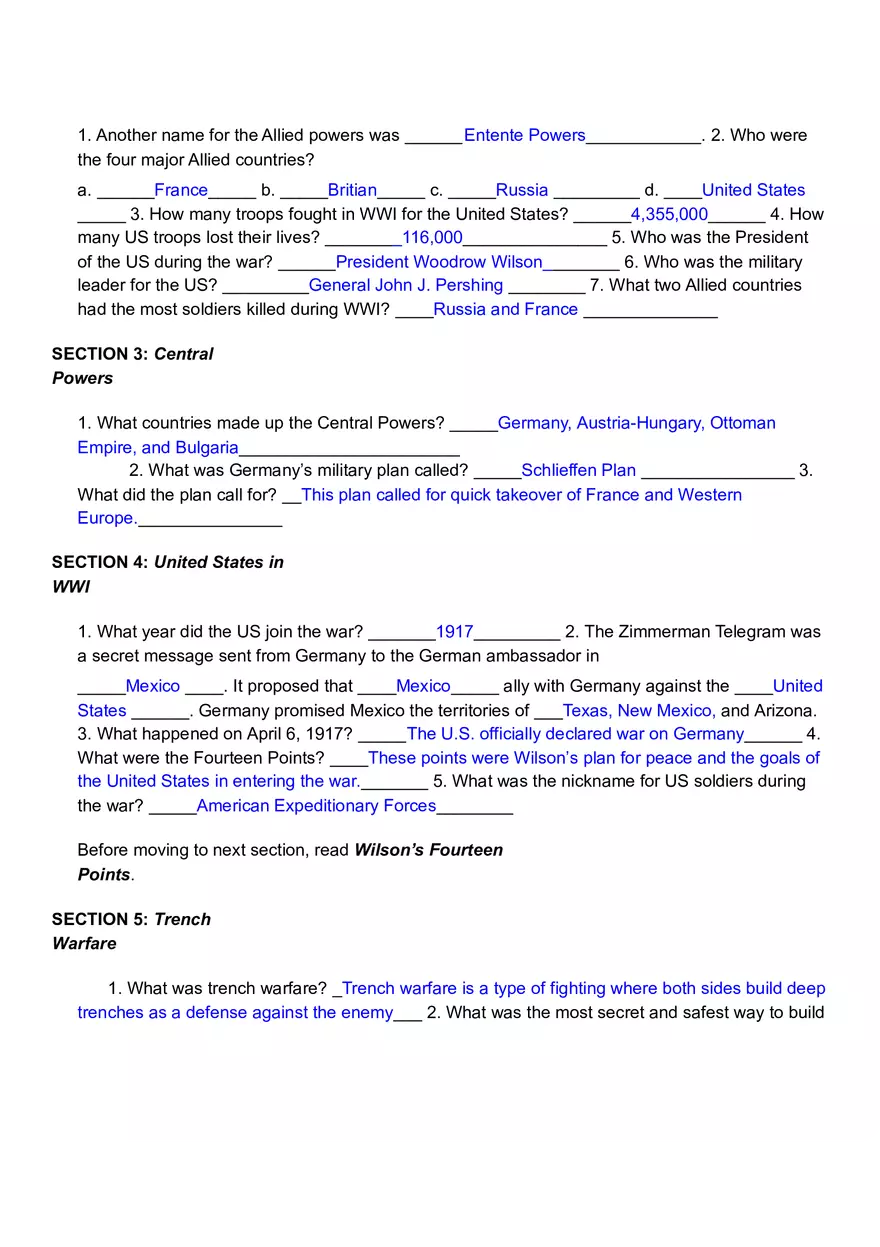 World War 1 Quiz - Page 2