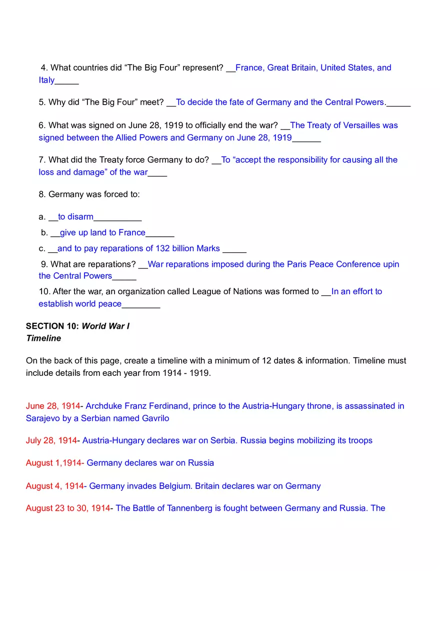 World War 1 Quiz - Page 5