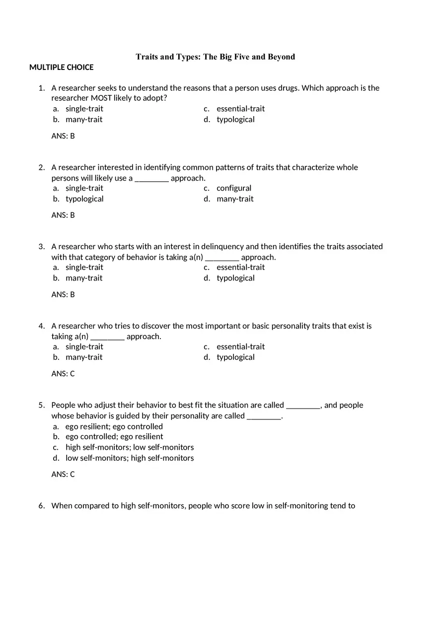 Traits and Types - The Big Five and Beyond - Page 1