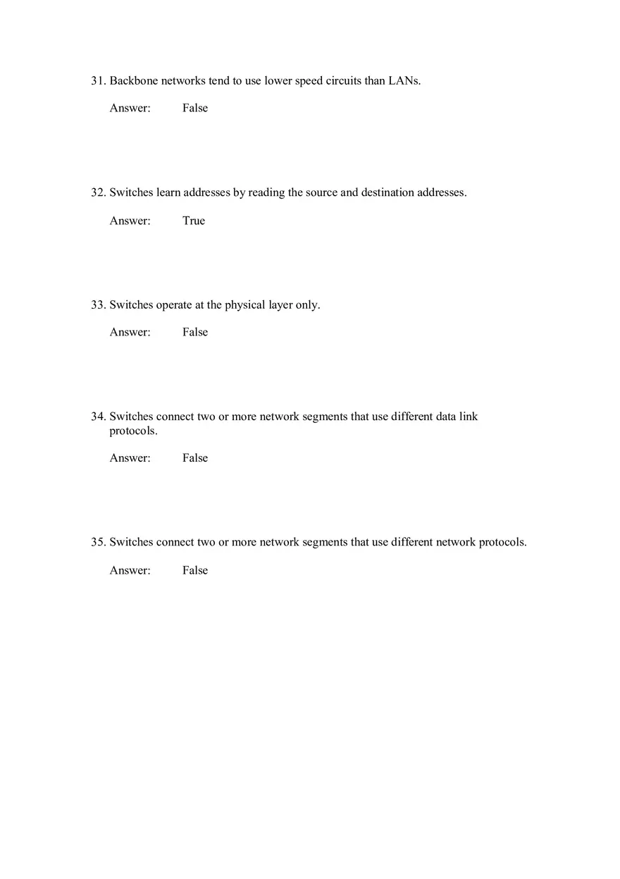 Backbone Networks Testbank Part 1 - Page 7