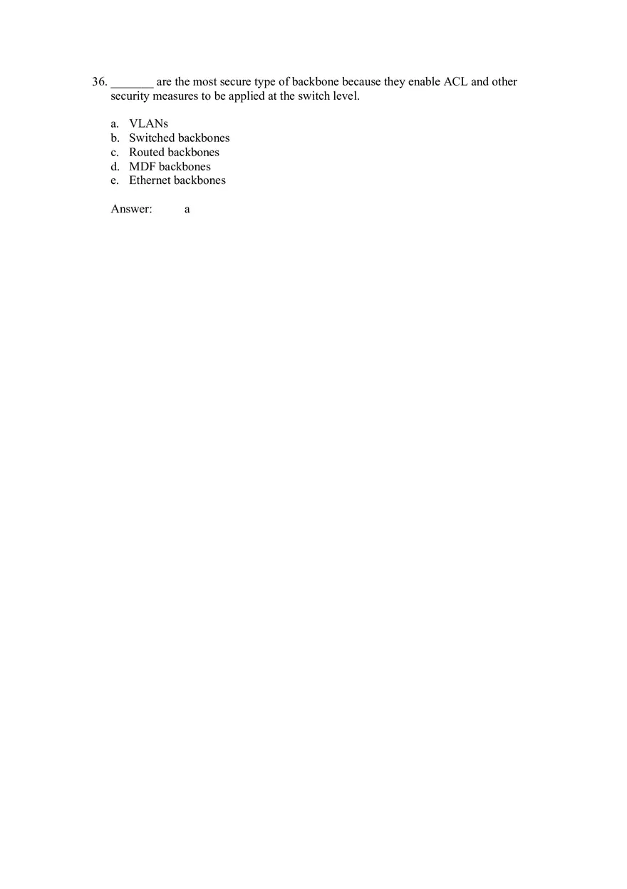 Backbone Networks Testbank Part 2 - Page 7