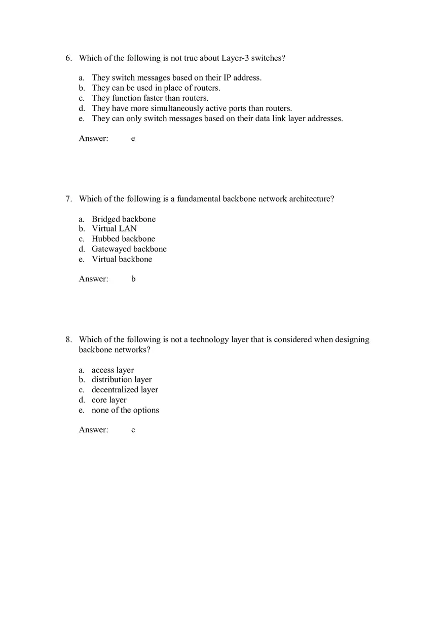 Backbone Networks Testbank Part 2 - Page 10