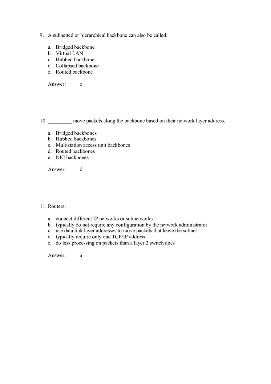 Backbone Networks Testbank Part 2 - Page 11