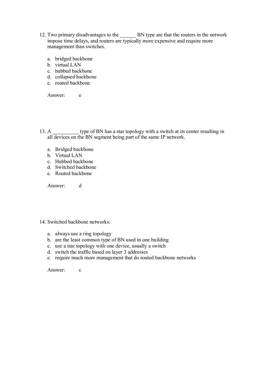 Backbone Networks Testbank Part 2 - Page 12