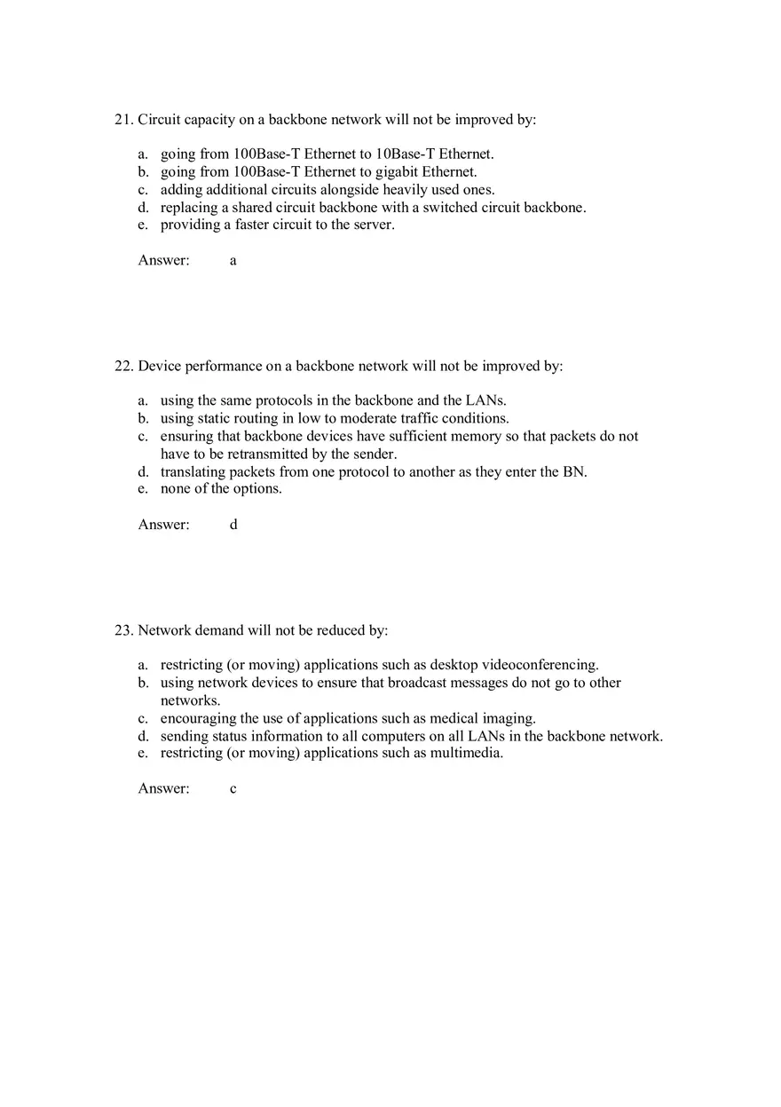 Backbone Networks Testbank Part 2 - Page 15