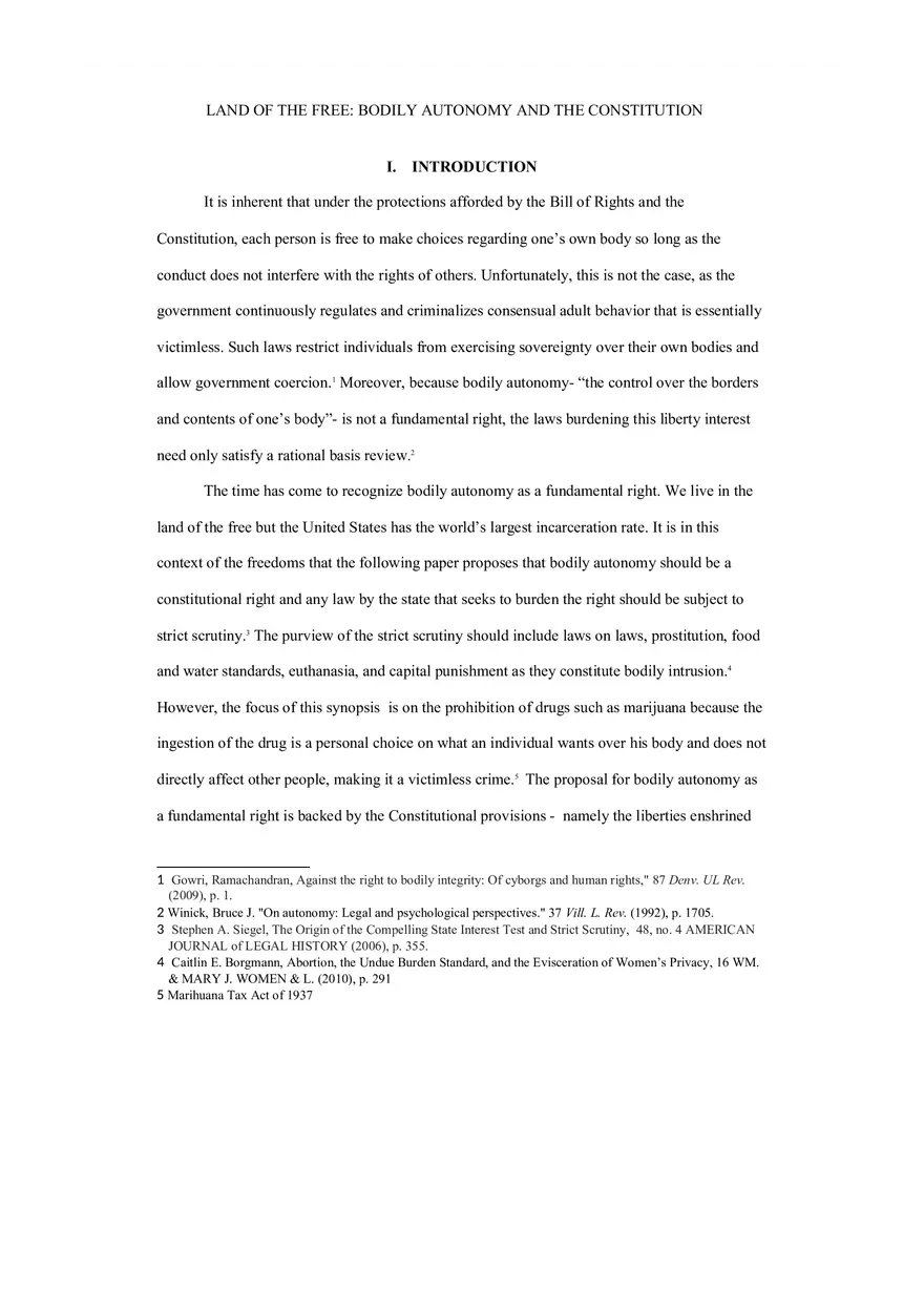 Land of the Free - Bodily Autonomy and the Constitution - Page 1