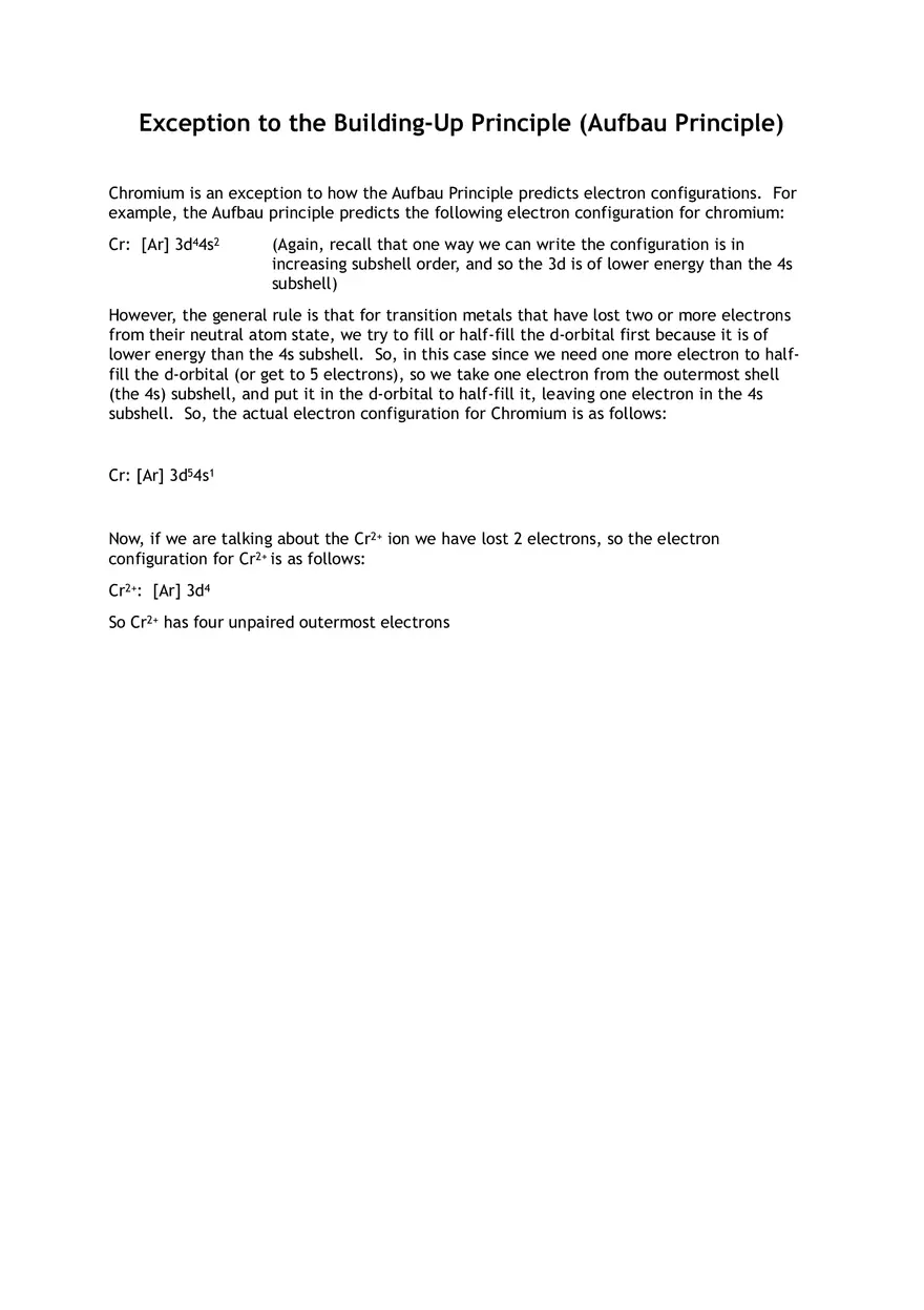 Exceptions to the Building-Up Principle or Aufbau Principle - Page 1