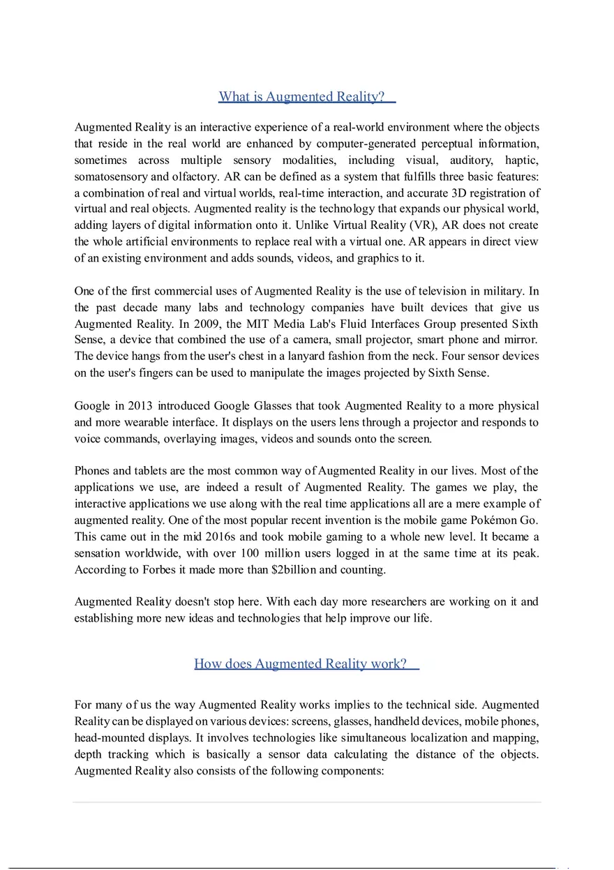 Augmented Reality Final Report - Page 1