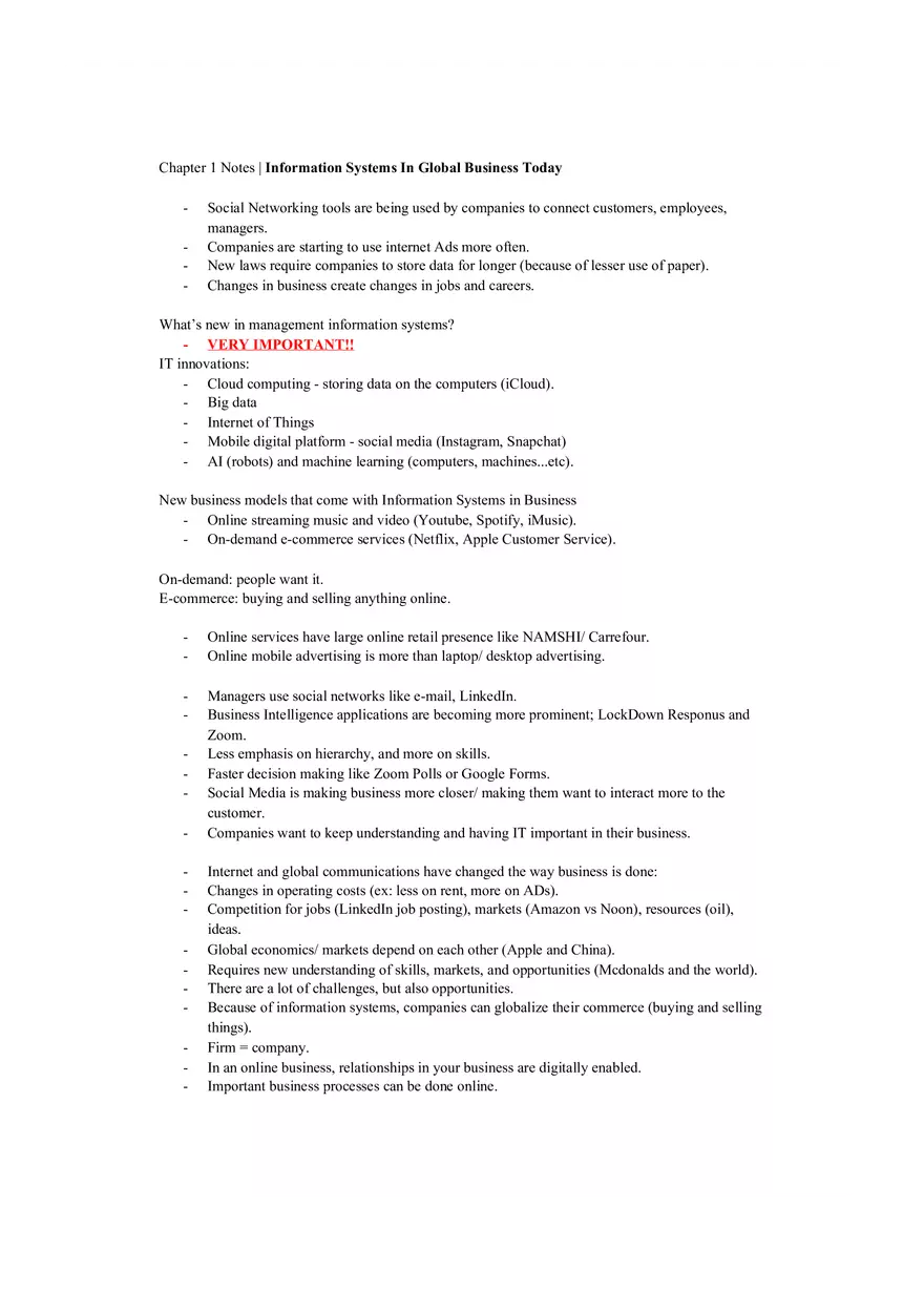 Management Information System - Managing the Digital Firm - Page 1
