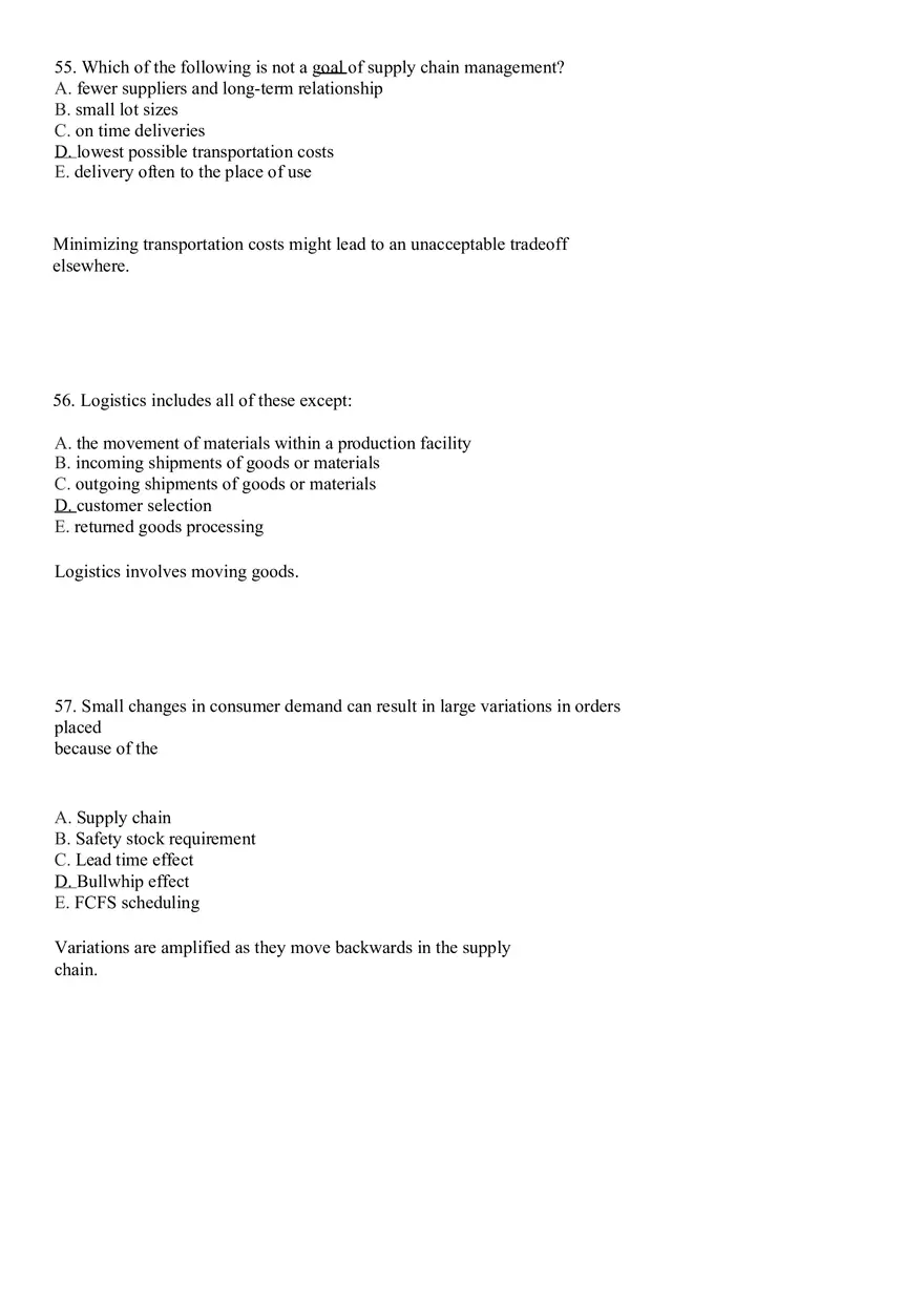 Industrial Engineering Supply Chain Management Answer Key Part 2 - Page 9