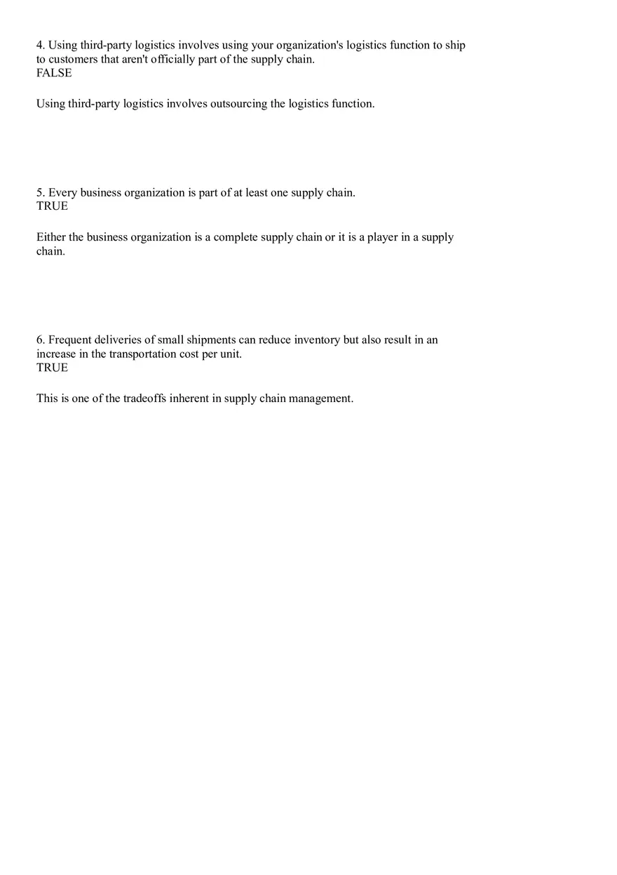 Industrial Engineering Supply Chain Management Answer Key Part 1 - Page 2