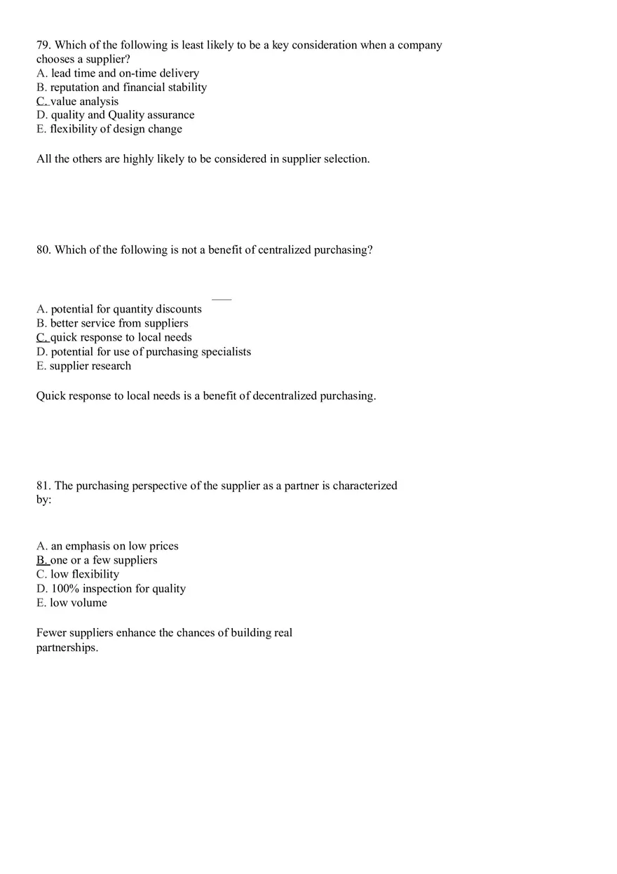 Industrial Engineering Supply Chain Management Answer Key Part 3 - Page 11
