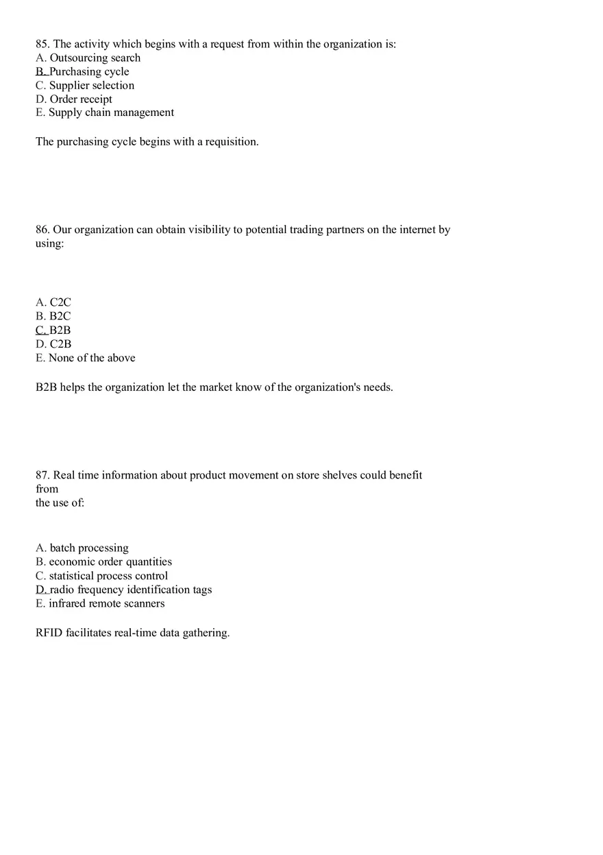 Industrial Engineering Supply Chain Management Answer Key Part 3 - Page 3
