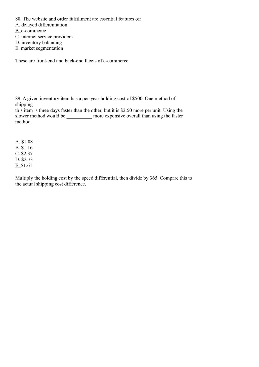 Industrial Engineering Supply Chain Management Answer Key Part 3 - Page 4