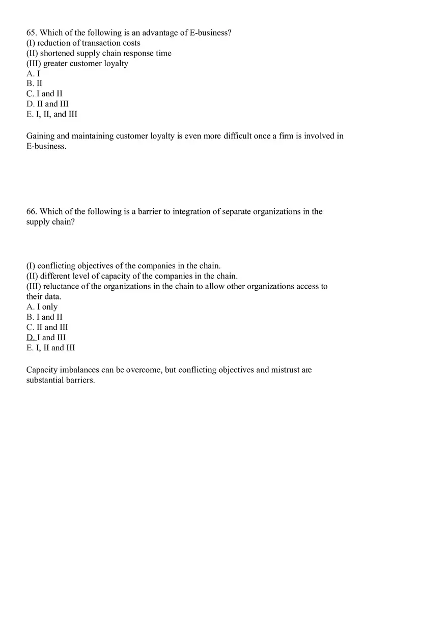 Industrial Engineering Supply Chain Management Answer Key Part 3 - Page 5